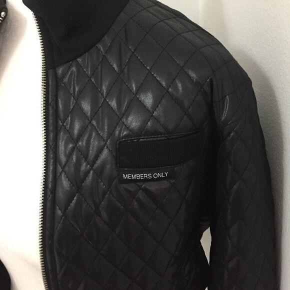 Members Only Quilted Faux Leather Bomber Jacket - Picture 3 of 5